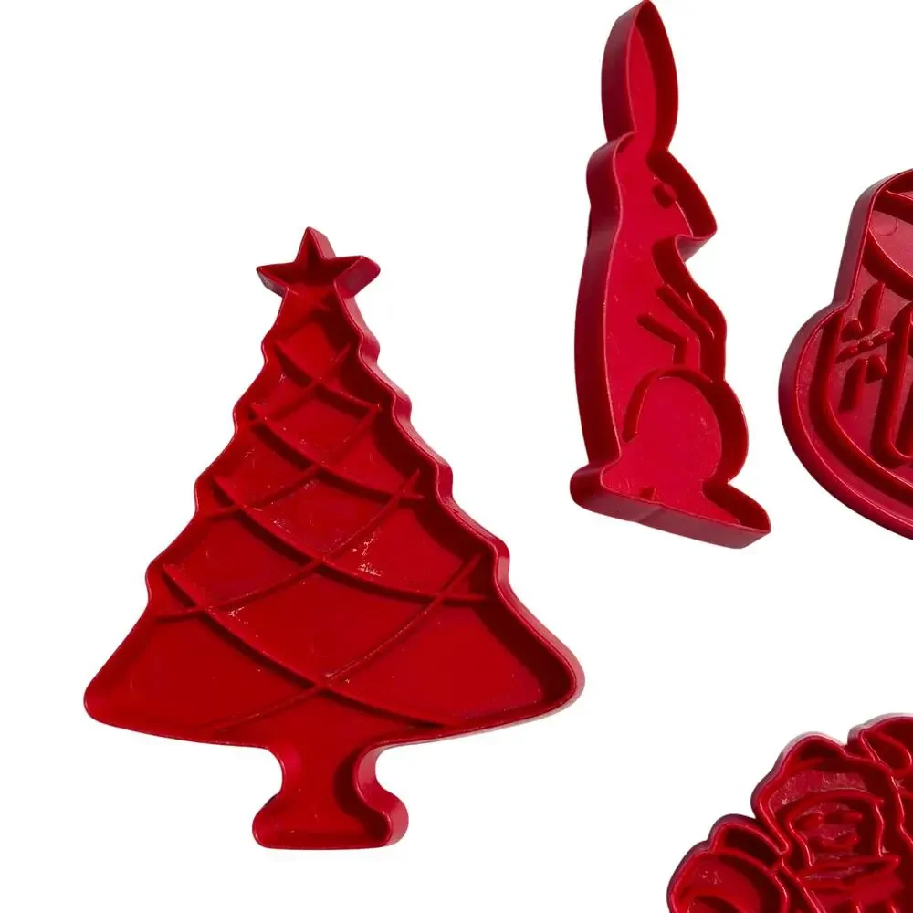 Vintage Tupperware‎ Cookie Cutter Set Red Holiday Shapes 8pc